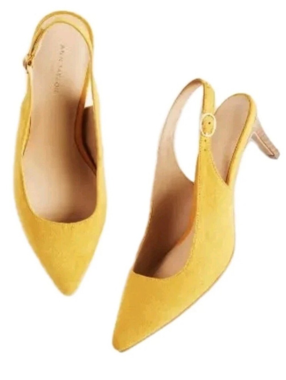 ANN TAYLOR factory size 8.5 Suede Pointed Toe Stiletto Slingback Heels Yellow